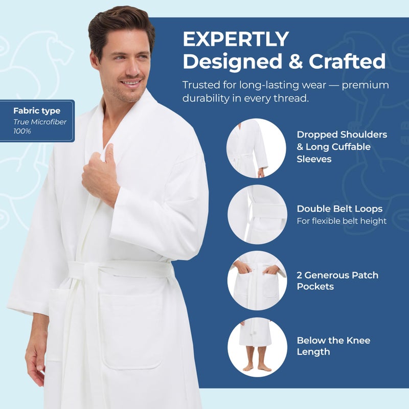 MONARCH Chamois Microfiber Shawl Hotel Robe for Men or Women â€“ Soft Lightweight Textured Fabric with Classic Kimono Design, Generously Sized Hotel & Spa Robe with Pockets â€“ Machine Washable - Image 4